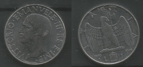 Italy lira 1940 77b 27 - 1, km#
