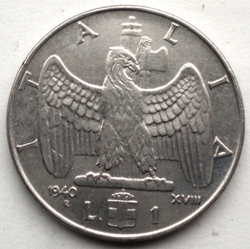 Italy lira 1940 xviii 77b - xviii, km#77b